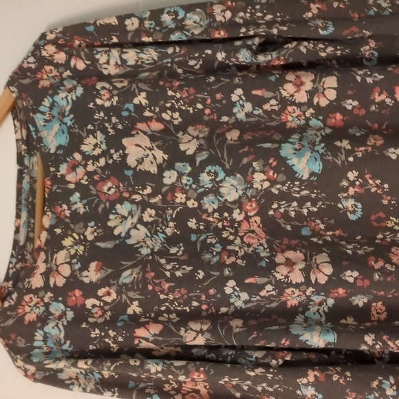 Pure j.jill boho floral asymmetric tunic neutral earthly tones organic cotton - Picture 2 of 8